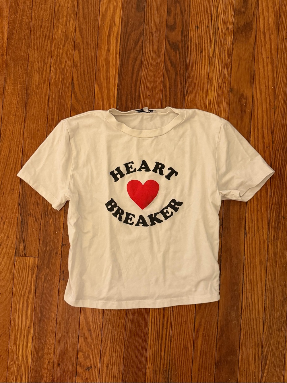 Heart Breaker Graphic baby Tee - White with Red Heart